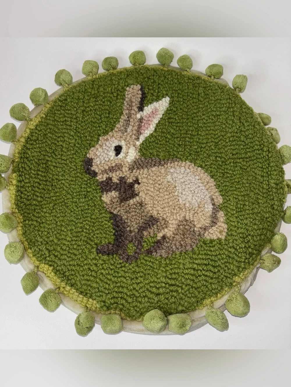Garnet Hill Hooked Wool Decorative Throw Pillow Cover Bunny Rabbit 14